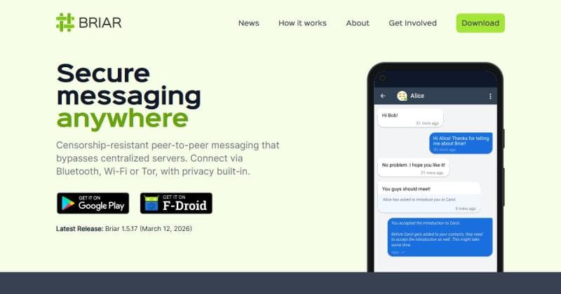 Briar, messagerie peer-to-peer fonctionnant sans internet