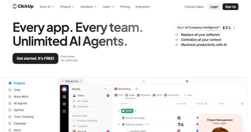 ClickUp, plateforme de gestion de projet et de productivité