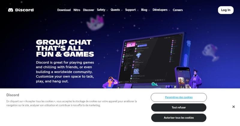 Discord, plateforme de communication vocale et textuelle avec serveurs et canaux