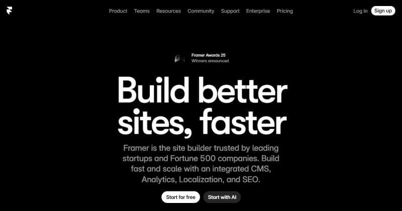Framer, créateur de sites modernes et rapides