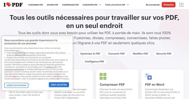 iLovePDF, outils PDF gratuits en ligne pour fusionner, compresser et convertir