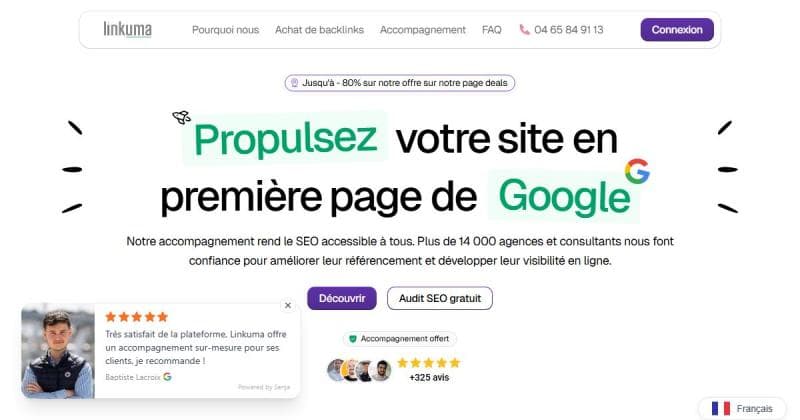 Linkuma, plateforme de backlinks avec accompagnement SEO