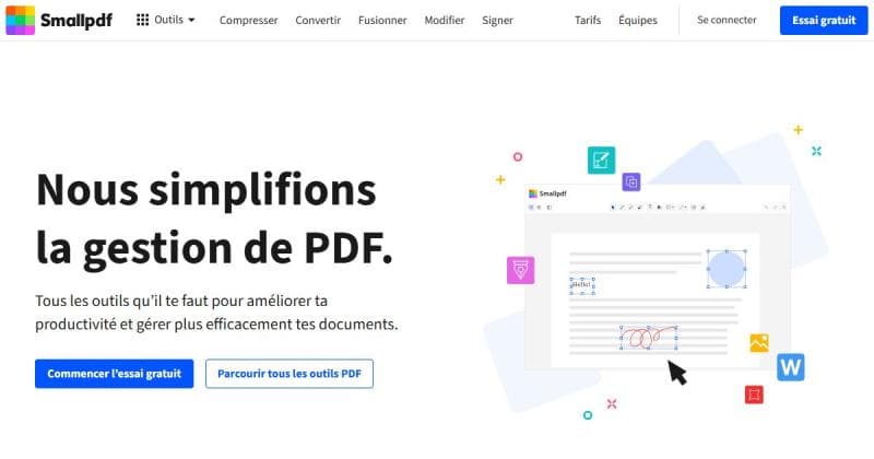 Smallpdf, éditeur PDF gratuit en ligne