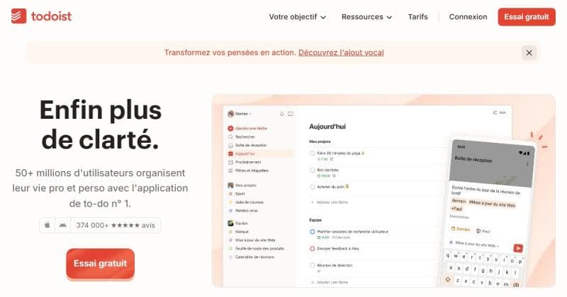 Todoist, gestionnaire de tâches et to-do list
