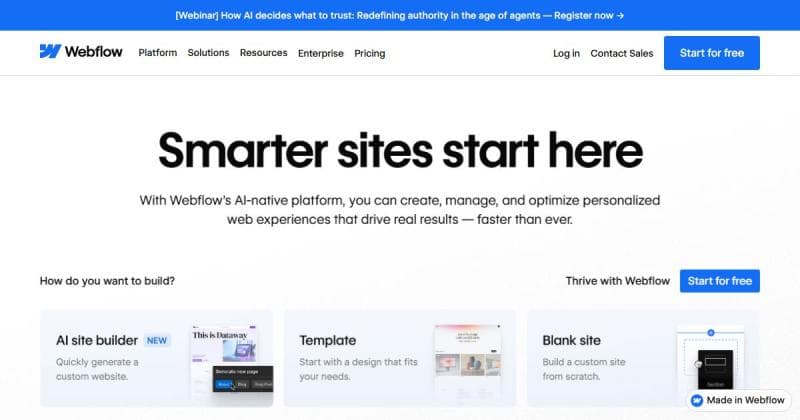 Webflow, constructeur de sites visuels sans code